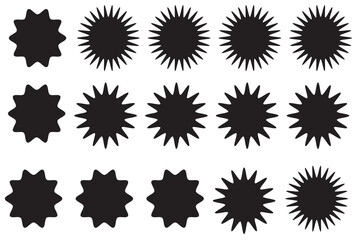 Set of vector starburst, sunburst badges. Vintage labels. Colored stickers. A collection of different types and colors icon.