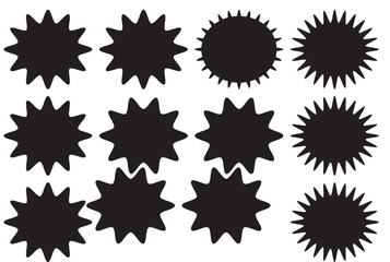 Set of vector starburst, sunburst badges. Vintage labels. Colored stickers. A collection of different types and colors icon.