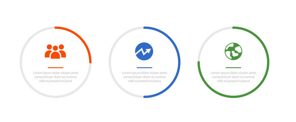 3p sustainability infographics template diagram with piechart percentage progress cycle on circle with 3 point step design for slide presentation