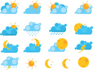 Colorful weather icon forecast design elements