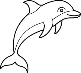 Delphine Illustration Coloring Book Outline Art for Children
