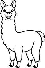 Kids Coloring Book Illustration Llama Outline Art for Creative Fun
