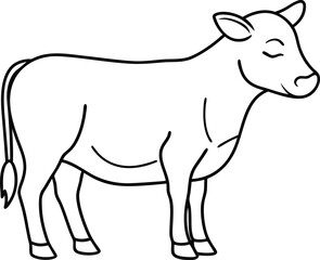Simple Cow Illustration Outline Art for Childrens Coloring Fun
