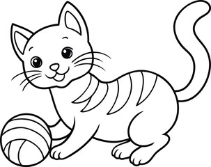 Sweet Kitten Coloring Page Illustration for Kids Creativity
