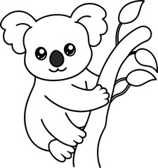 Koala Coloring Page Outline Art Illustration for Little Ones

