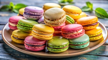 Fototapeta premium Plate of colorful macarons 