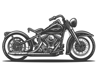 A Black Drawing Of A Vintage Motorcycle On A White Background