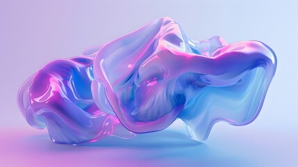 Blue and purple gradient color floating liquid blob. 3d rendering picture. 