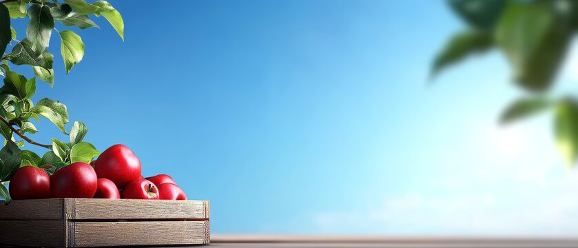 an apple orchard on a sunny day with wooden boxes full of apples