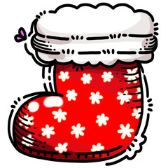 christmas card with Santa Claus,  sock