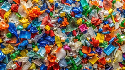 Tangles of plastic waste coalesce into mesmerizing patterns, revealing the environmental impact of careless disposal and the urgent need for sustainable habits.