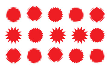 Set of vector starburst, sunburst badges. Vintage labels. Colored stickers. A collection of different types and colors icon.