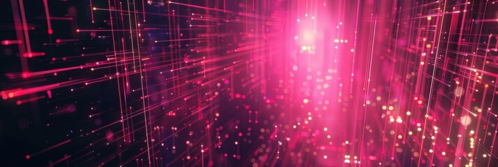 Obraz premium Tech-based line connection, shades of bright red, holographic