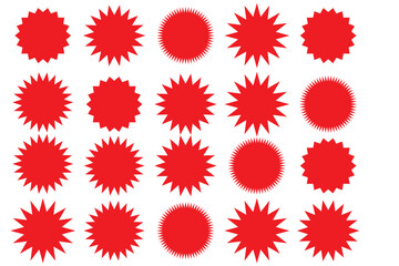 Set of vector starburst, sunburst badges. Vintage labels. Colored stickers. A collection of different types and colors icon.