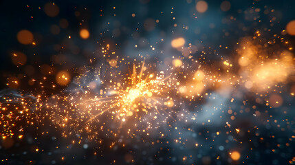 Fototapeta premium Abstract Background with Golden Sparks and Bokeh Lights