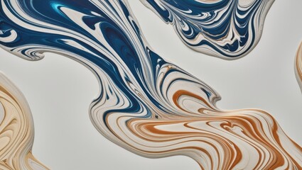 Fototapeta premium Abstract Liquid Marble Swirl Background, Blue, White, Brown
