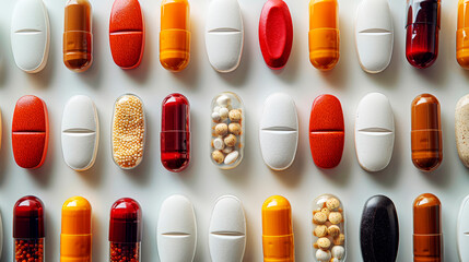 Colorful Medicinal Pills Arranged in Order