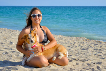 Toddler girl relaxing at beach