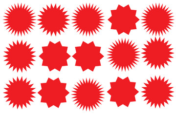 Set of vector starburst, sunburst badges. Vintage labels. Colored stickers. A collection of different types and colors icon.