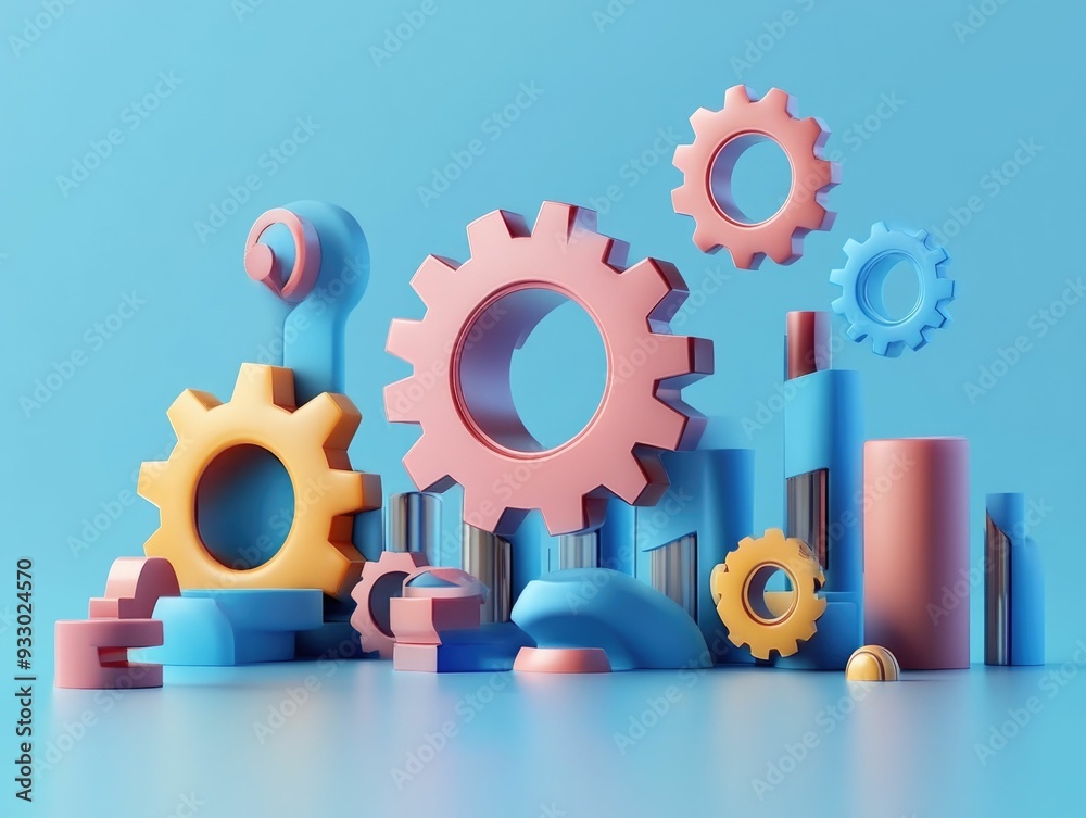 Poster visually striking 3d abstract icon depicting the mechanics and inner workings of a digital search en