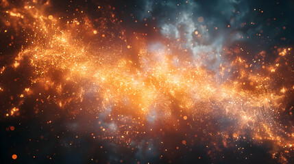 Obraz premium Abstract Background with Orange and Blue Glowing Sparks