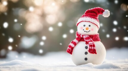 Fototapeta premium Charming Snowman in Winter Wonderland