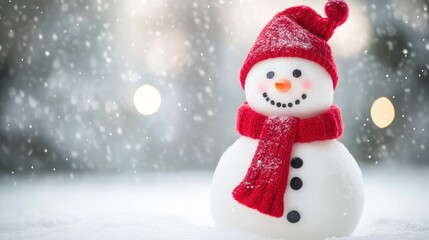 Obraz premium Smiling Snowman In Winter Wonderland