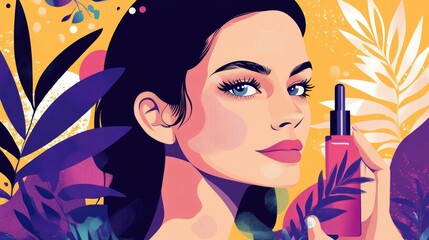 Elegant Makeup and Beauty the Finishing Touches with a Refreshing Setting Spray for a Flawless Radiant Look  Flat Design Style