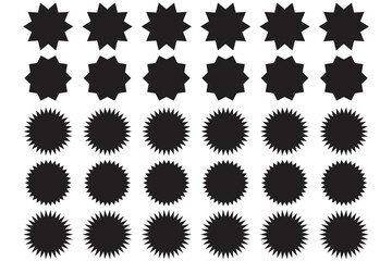 Set of vector starburst, sunburst badges. Vintage labels. Colored stickers. A collection of different types and colors icon.