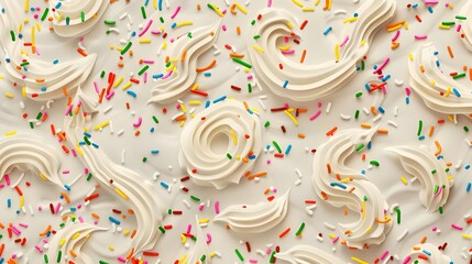 Naklejka premium Cake frosting texture background vector with sprinkles on top. 