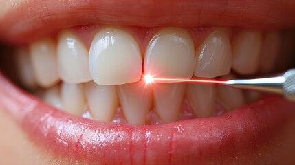 Laser Gum and Teeth Treatment The concept of laser therapy and gum and teeth treatment.