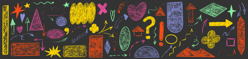 Shape y2k crayon texture. Geometry form trendy y2k design. Crayon badge organic playful doodle style.