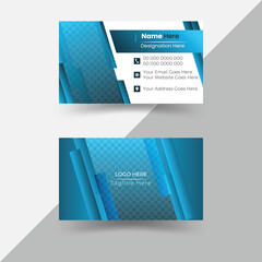 Double-Sided Modern Creative Clean Blue and Black Business Card Vector Design Template. Business Card for Business and Personal Use.