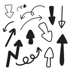 Direction and arrow hand drawn with stroke for element and illustration