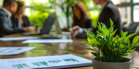 Corporate leaders reviewing energy reduction measures for a greener business