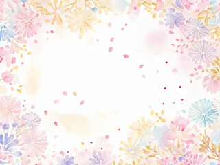 水彩の花火フレーム