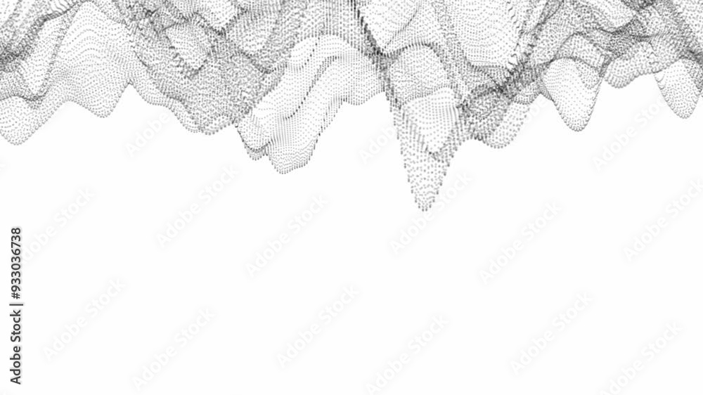 Poster white border animation for presentations, particle wave frame