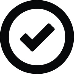 check mark icon in black circle on white background 