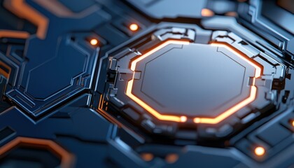Fototapeta premium Futuristic technology background with glowing circuitry and intricate patterns, perfect for digital design and innovation themes.