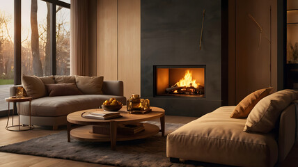 Fototapeta premium living room interior, ai generated