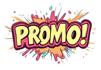 Bright and colorful promo text with splashes and dynamic elements