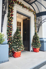 Christmas or city decoration on a city street. Preparation for the celebration of the new year