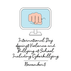 line art of International Day Against Violence and Bullying at School including Cyberbullying celebrate. line art.