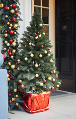 Christmas or city decoration on a city street. Preparation for the celebration of the new year