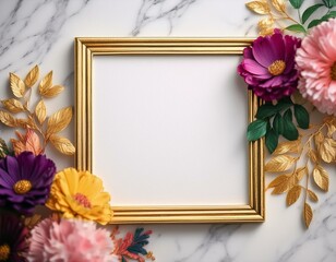 Gilded Thoughts: Note Paper on Marble with Floral Accents