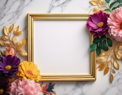 Gilded Thoughts: Note Paper on Marble with Floral Accents