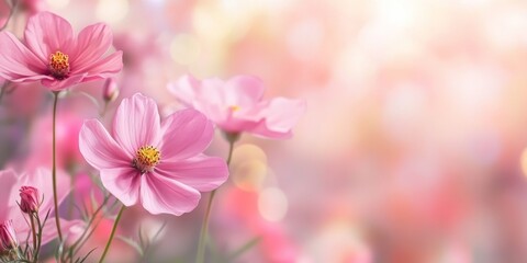 Romantic Pink Roses on Blurred Bokeh Background: Elegant Floral Design for Valentine's Day, Weddings, and Invitations. Minimalist Composition with Copy Space for Greeting Cards and Marketing. AI-Gener