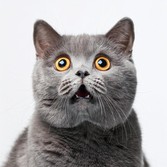 何かの驚いてびっくり目玉の飼い猫