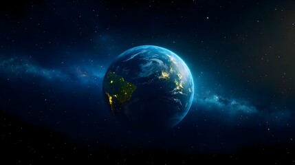 Detailed View of Planet Earth in Outer Space with Stars in the Background