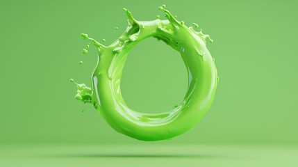 A vibrant green splash forming a circular shape, symbolizing energy and freshness against a smooth green backdrop.